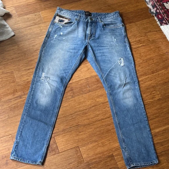 Men's Zara Blue Distressed Jeans - Picture 1 of 7